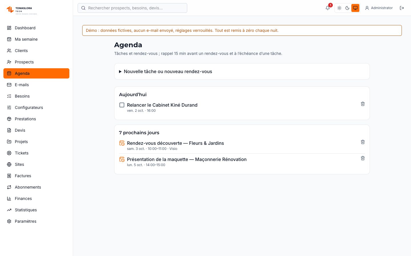 Agenda synchronisé avec Google Agenda