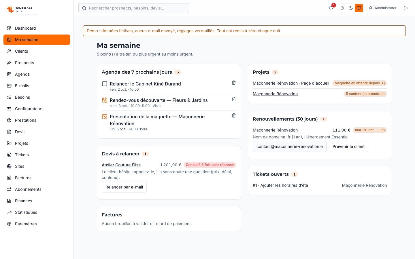 Ma semaine : tout ce qui demande une action
